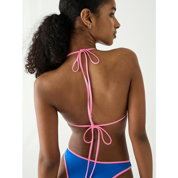 Frankies Bikinis Nick Top & Dove Bottom Set Taffy Blue Pink Trim S NEW/NWT!! - Picture 9 of 16